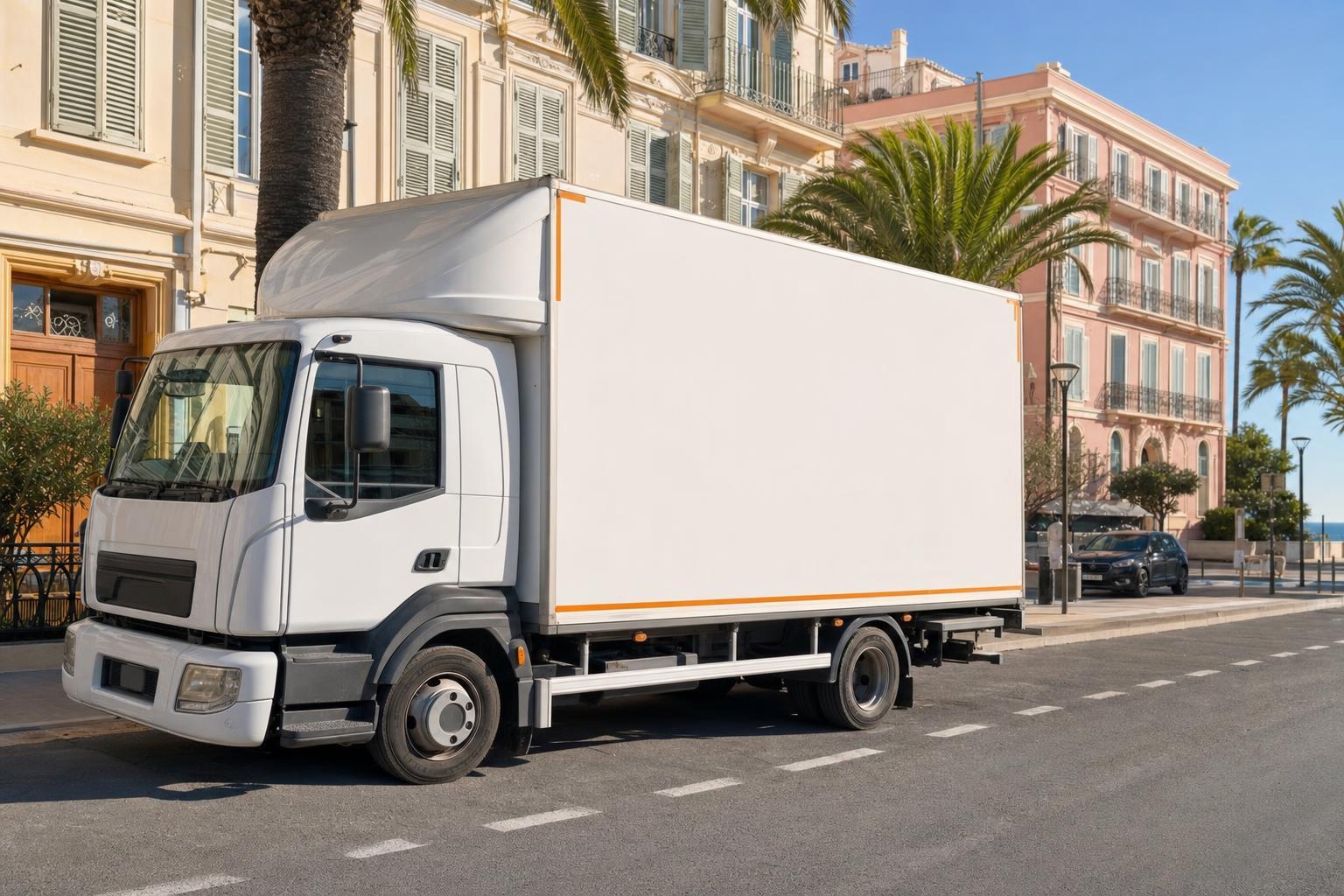 Camion de déménagement sur la Côte d'Azur